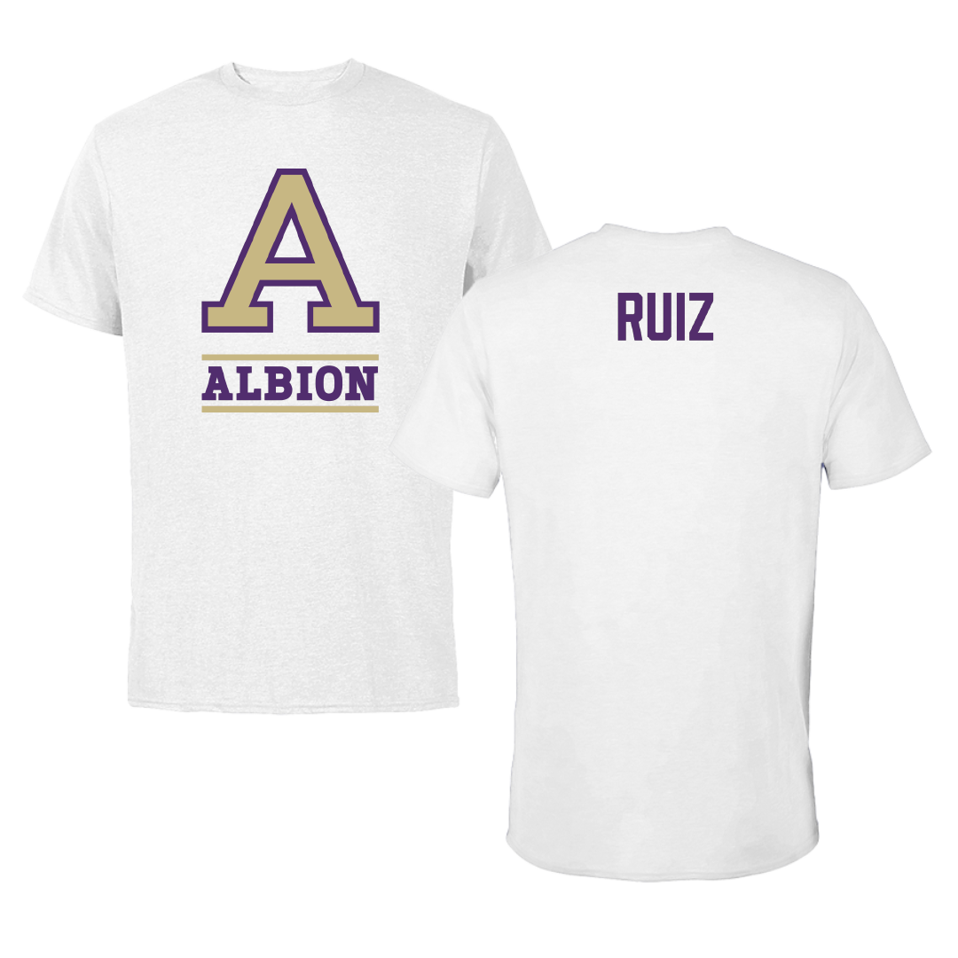 Albion College Wrestling (W) White Performance Tee - Ryleigh Ruiz