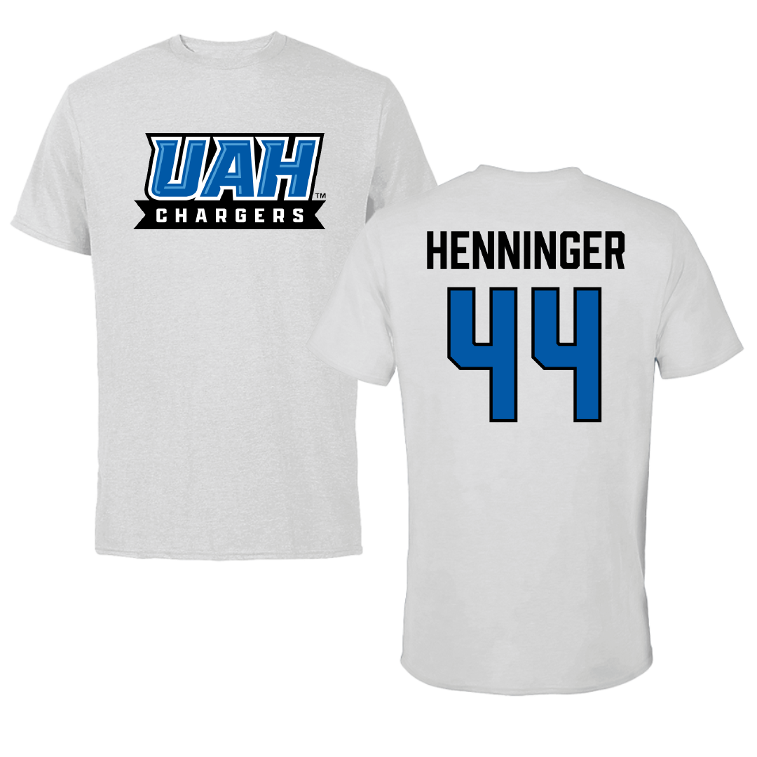 Huntsville Lacrosse (M) Light Gray Tee - #44 Carter Henninger