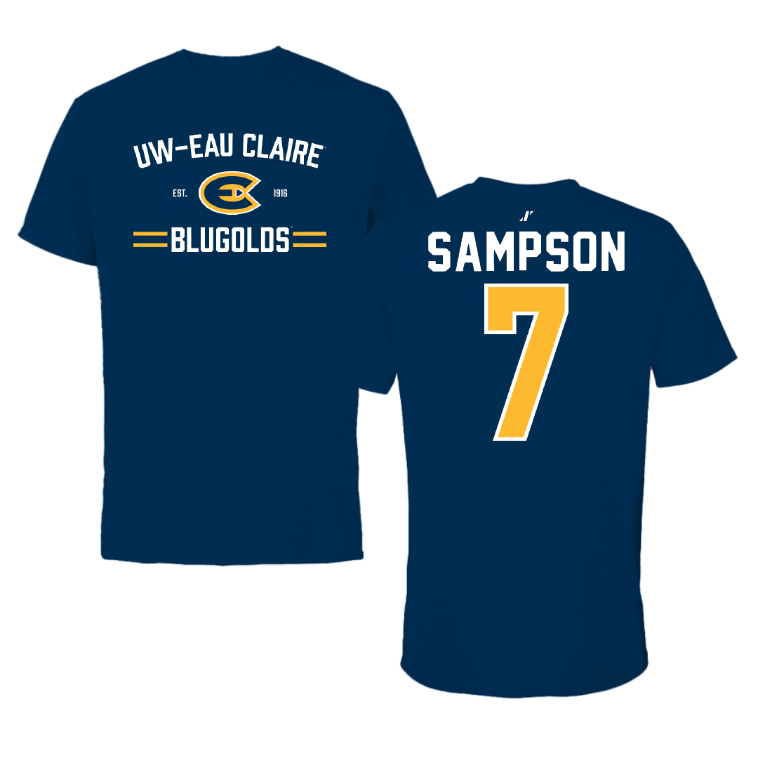 University of Wisconsin-Eau Claire Soccer Navy General Performance Tee - #7 Jacob Sampson