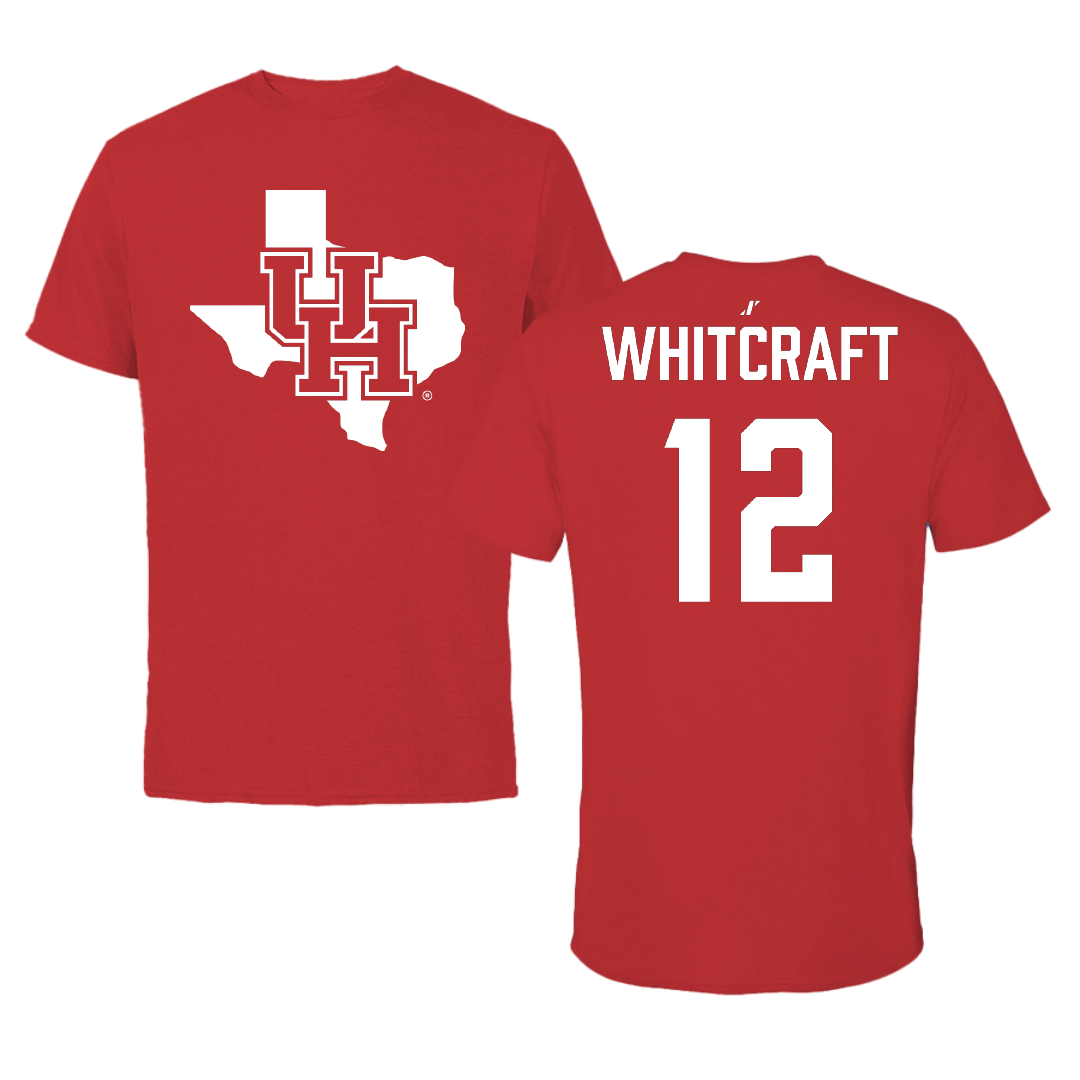 University of Houston Soccer Red State Tee - #12 Alex Whitcraft