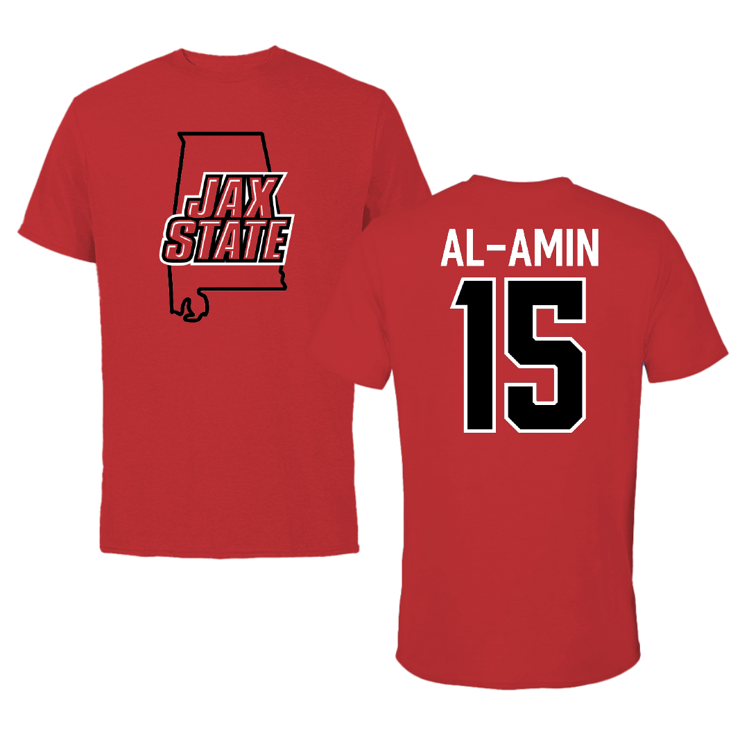 Jacksonville State University Football Red State Performance Tee - #15 Jibreel Al-Amin