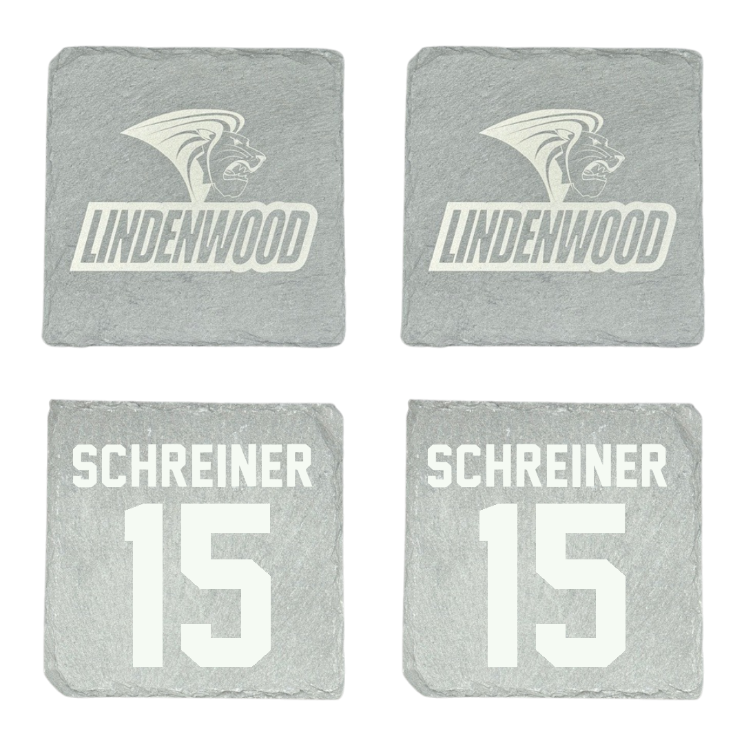 Lindenwood University Volleyball (M) Stone Coaster (4 Pack)  - #15 Jake Schreiner