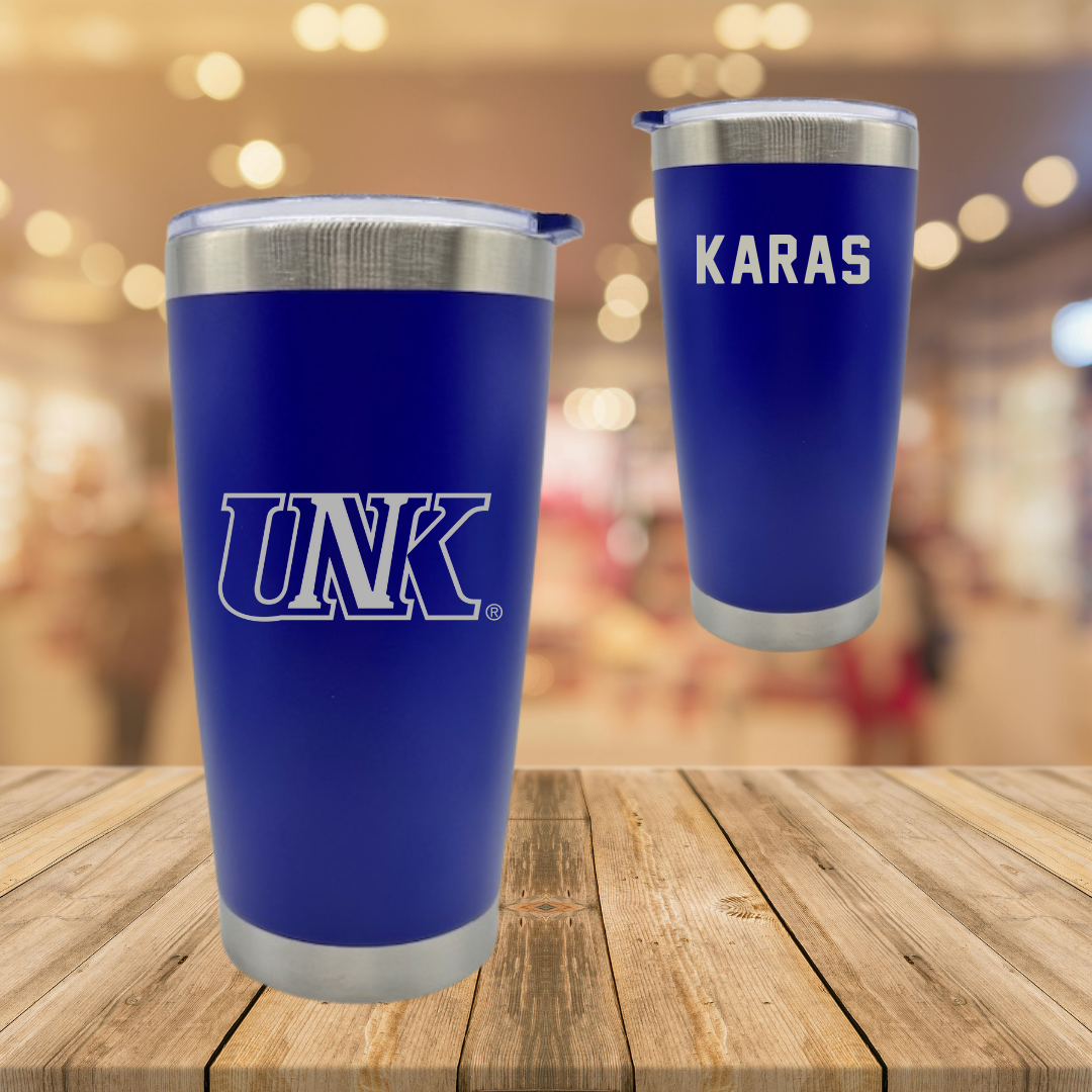 University of Nebraska at Kearney TF and XC Blue Stainless Steel Tumbler - Quin Karas