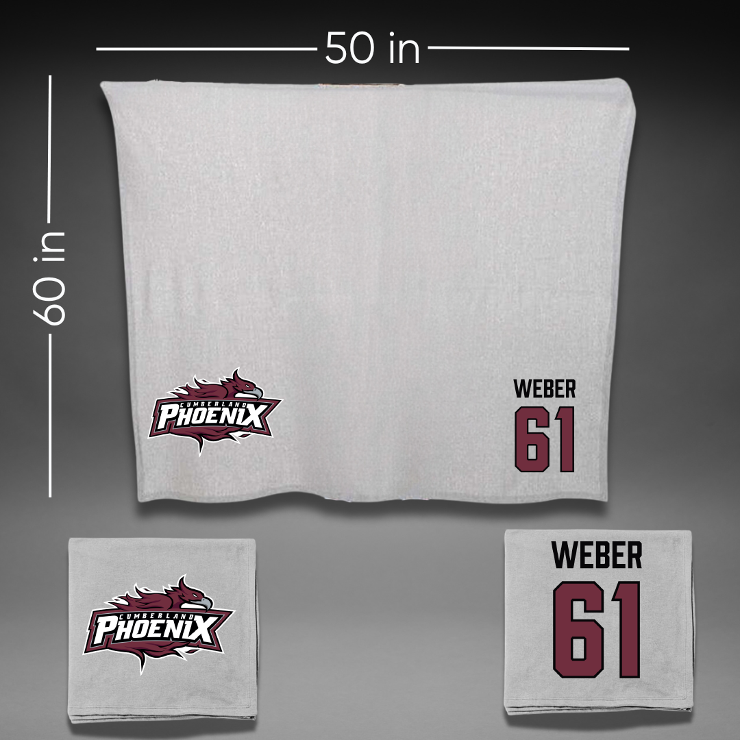 Cumberland University Football Gray Blanket - #61 Carson Weber