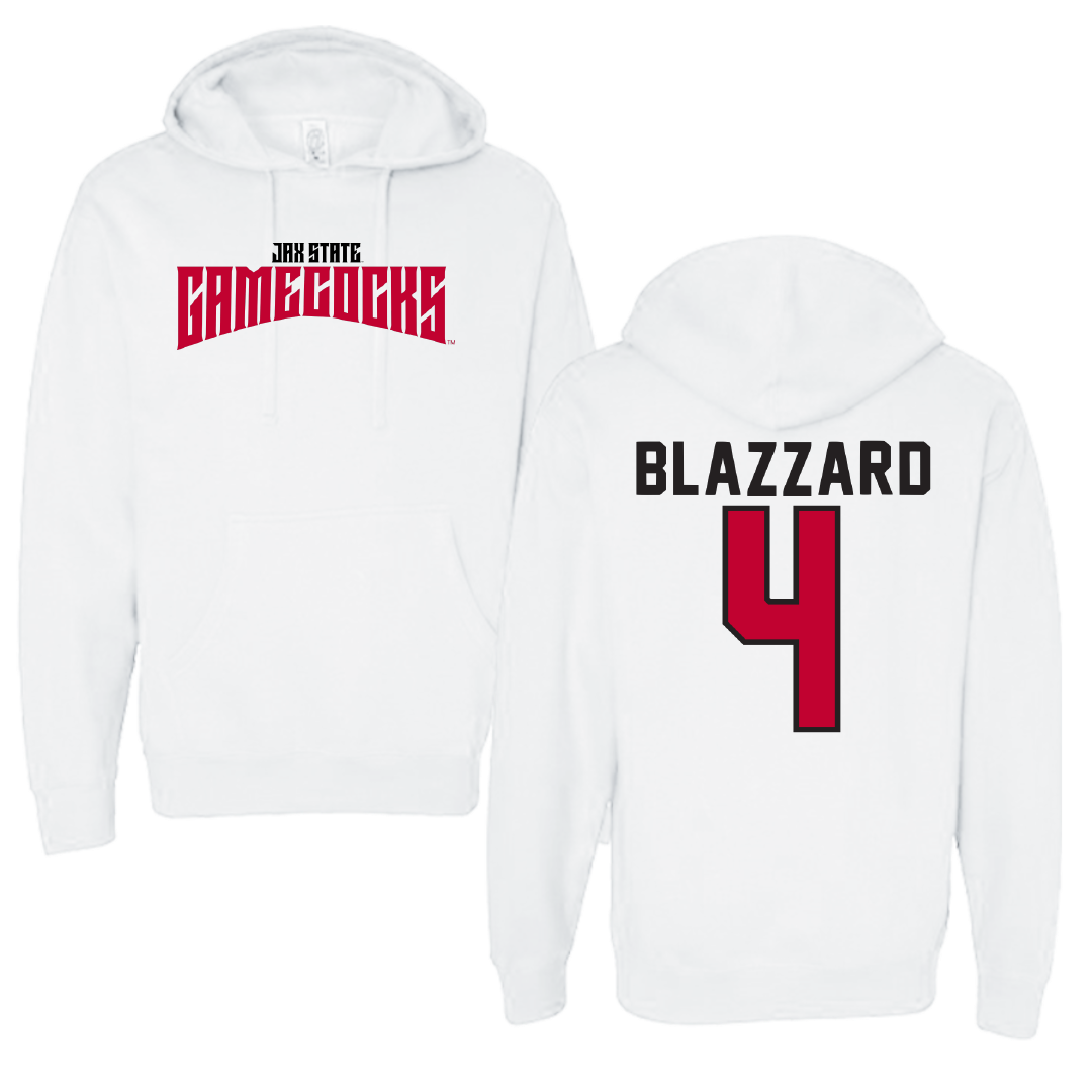 Jacksonville State University Volleyball White Classics Hoodie - #4 Morgan Blazzard