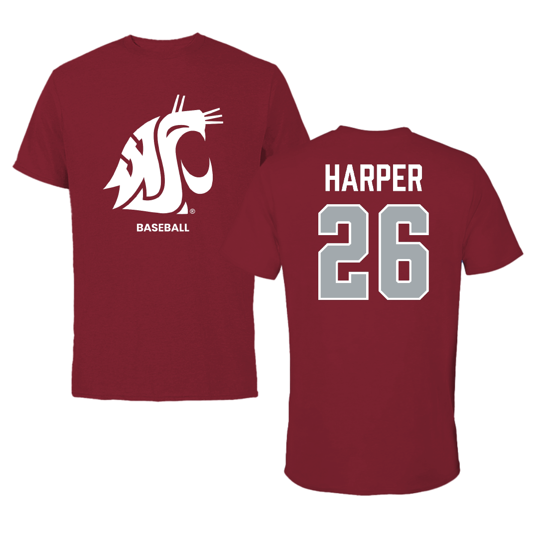 Washington State University Baseball Cardinal Tee - #26 Owen Harper