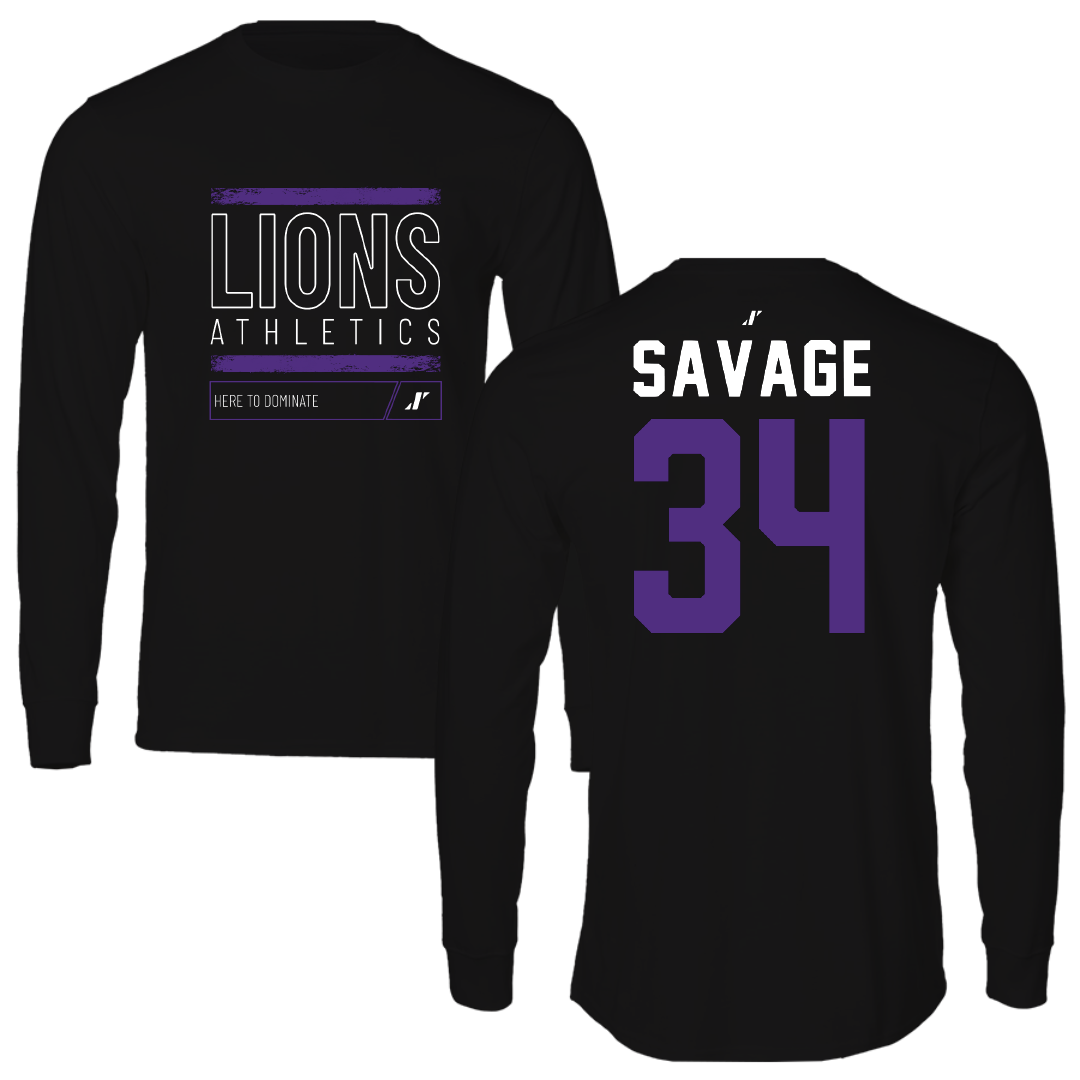 Nelson University Football Black Dominate Performance Long Sleeve - #34 Aiden Savage