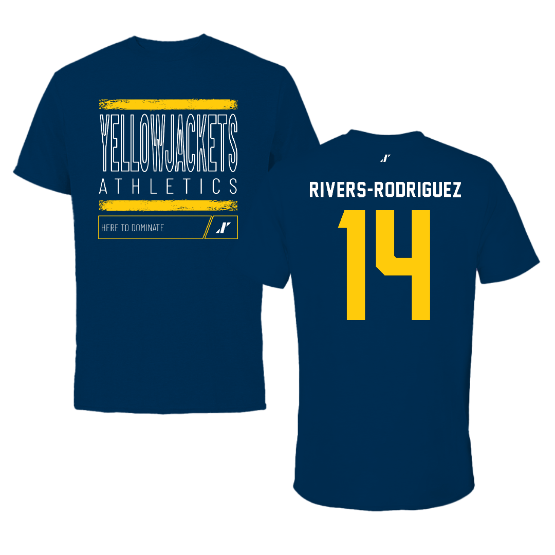 Graceland University Football Navy Dominate Tee - #14 Isiah Rivers-Rodriguez