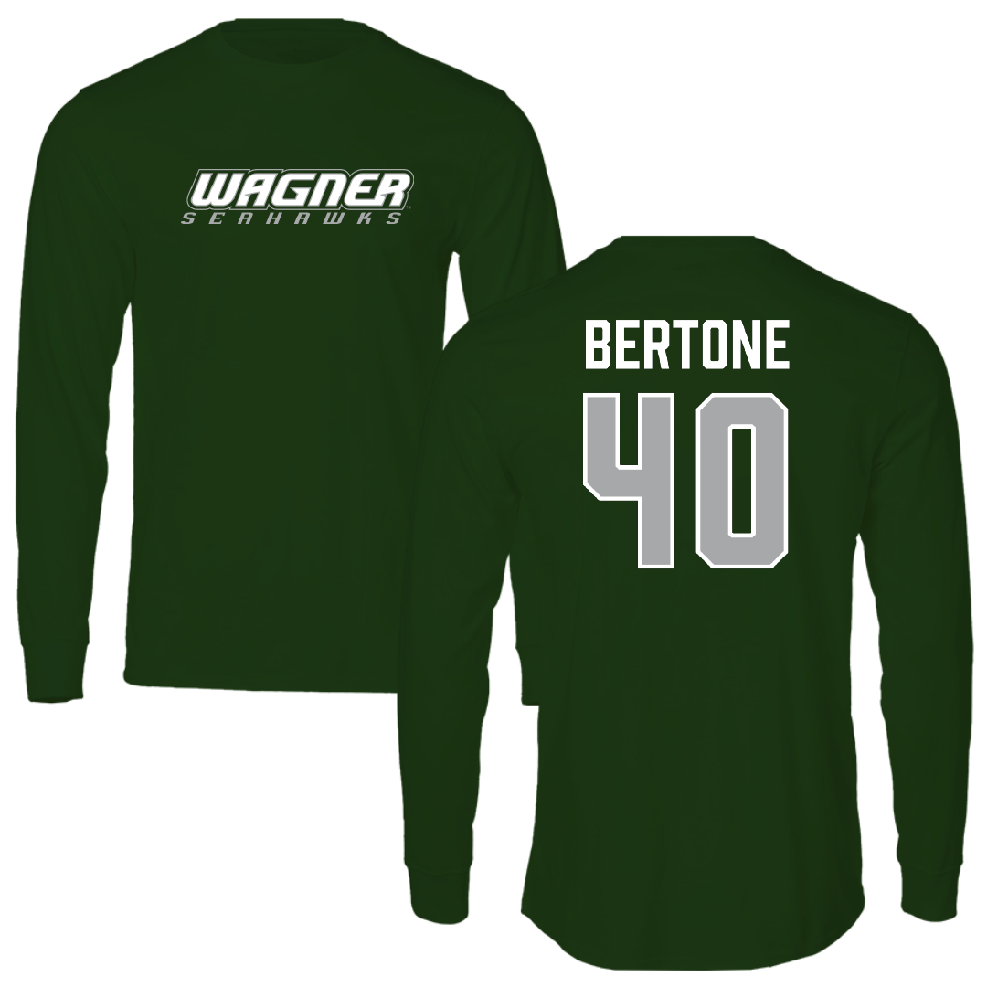 Wagner College Football Forest Green Performance Long Sleeve - #40 Vincent Bertone