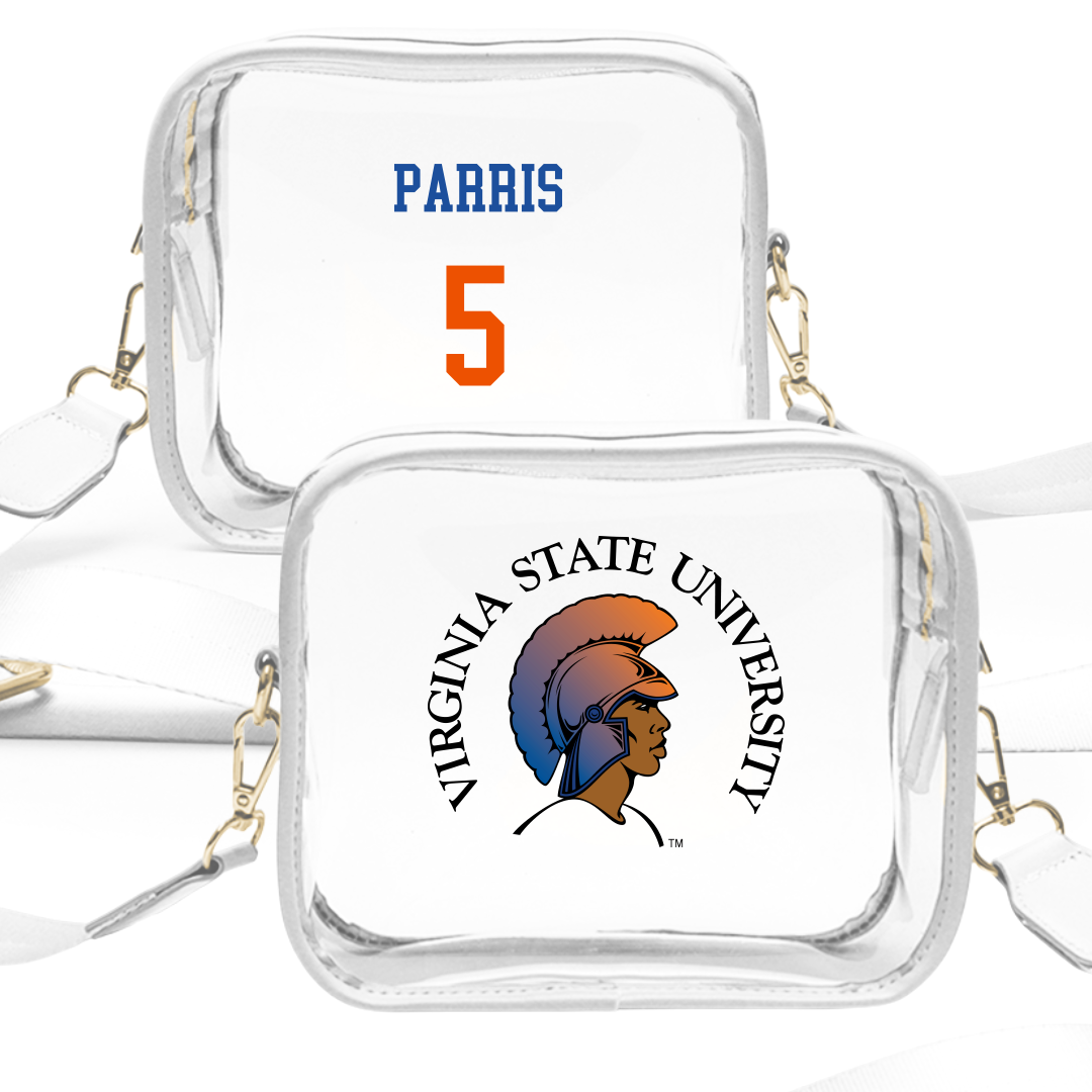 Virginia State University Soccer (W) White Clear Stadium Bag - #5 Morgan Parris