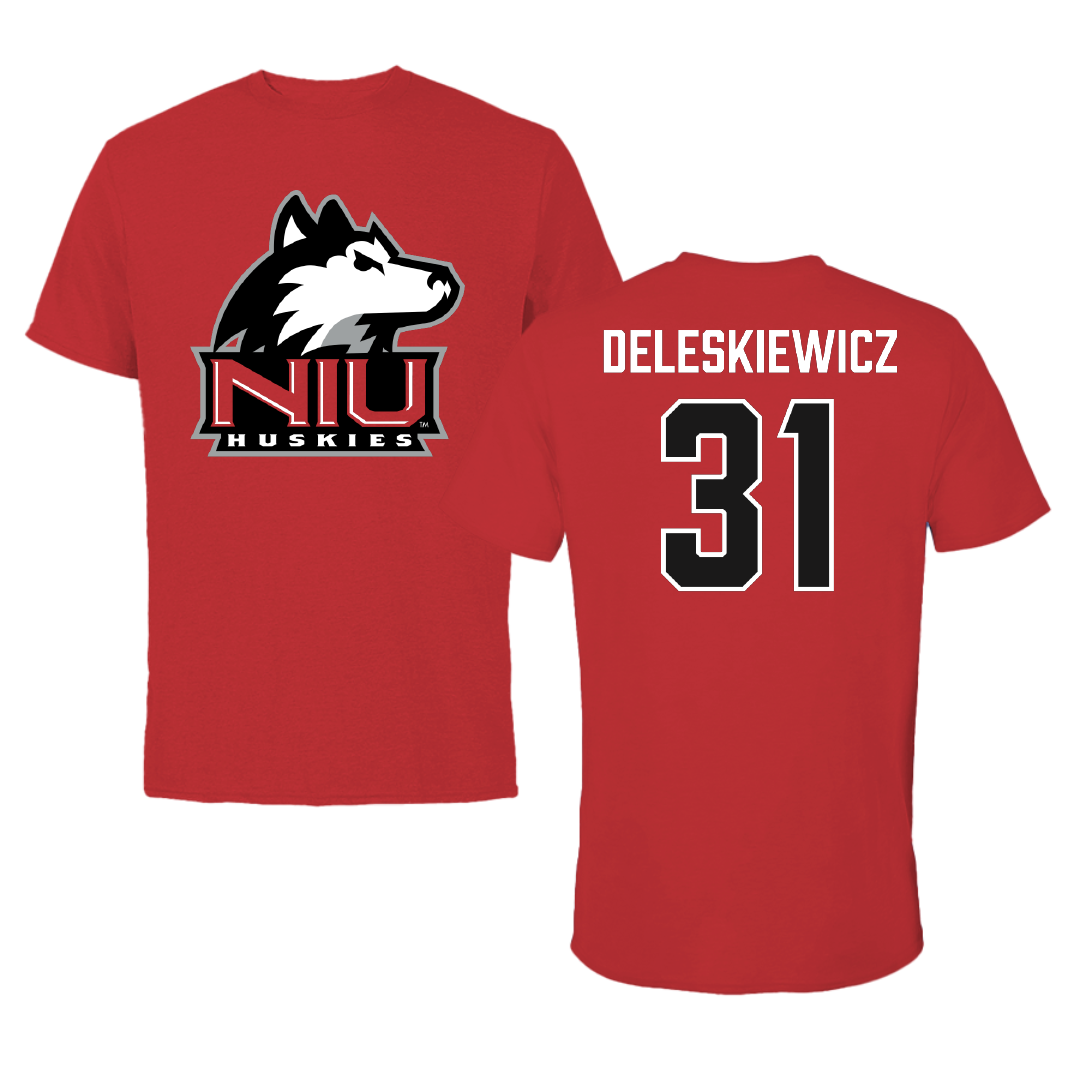 Northern Illinois University Baseball Red Performance Tee - #31 Tyler Deleskiewicz