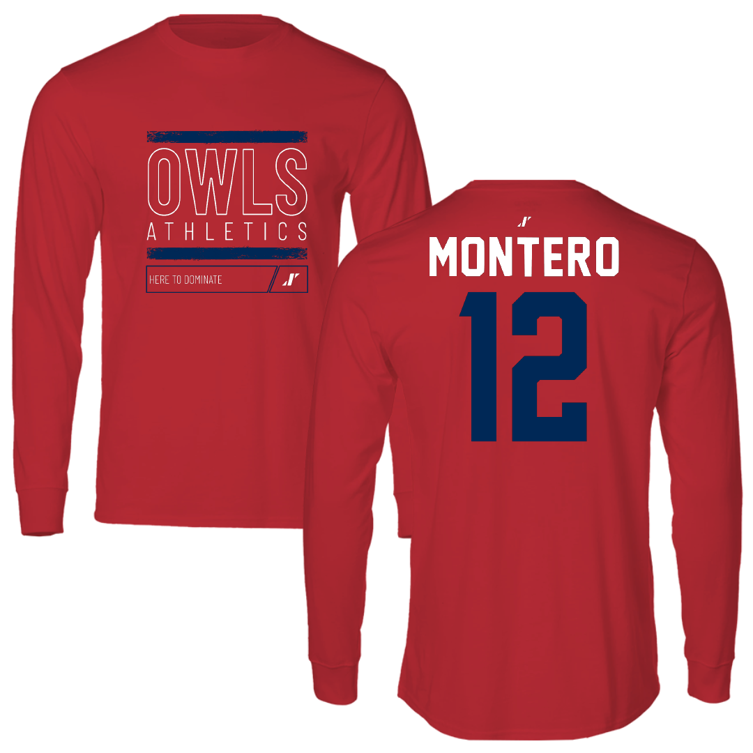 Florida Atlantic University Soccer Red Dominate Performance Long Sleeve - #12 Jeremy Montero