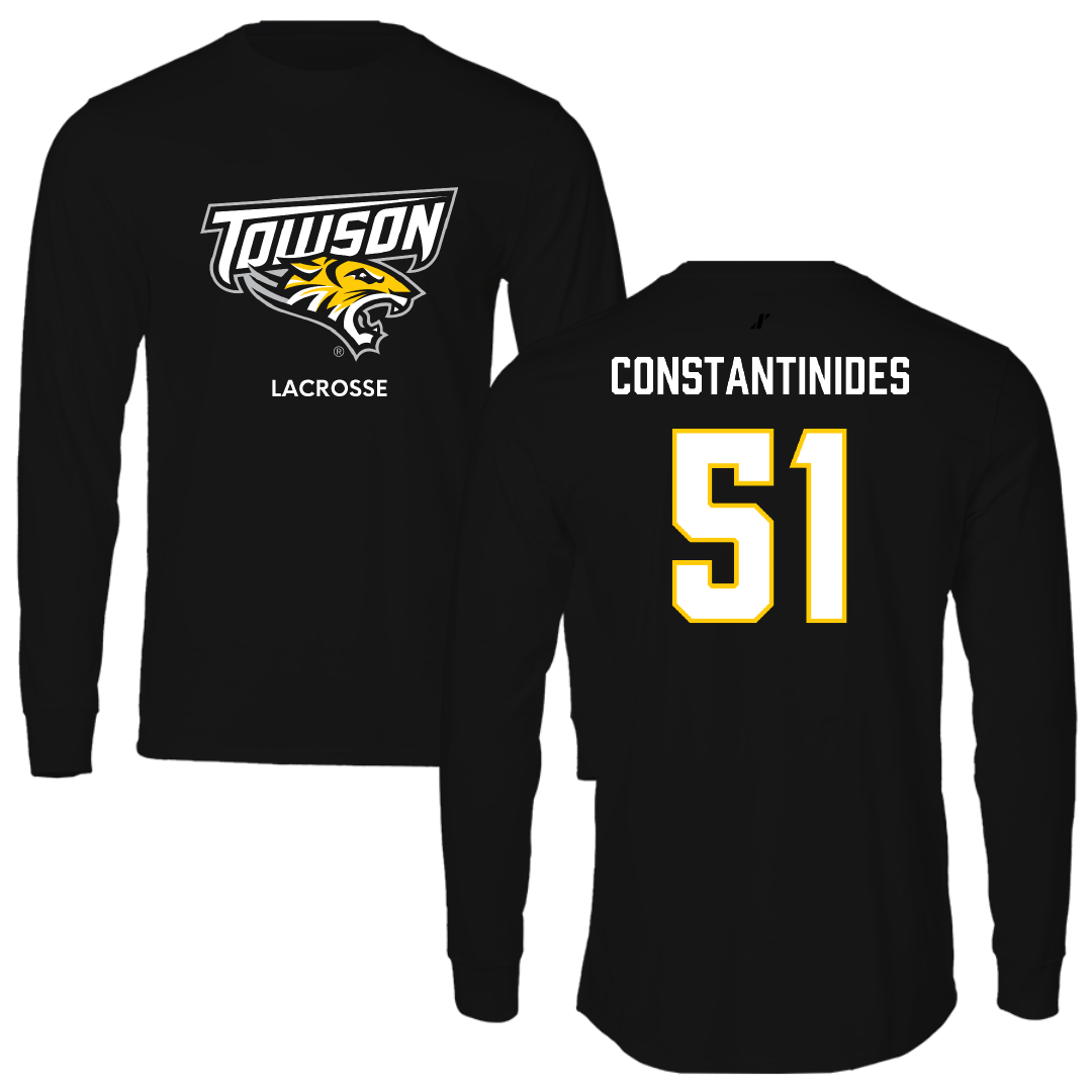 Towson University Lacrosse (M) Black Performance Long Sleeve - #51 Matt Constantinides