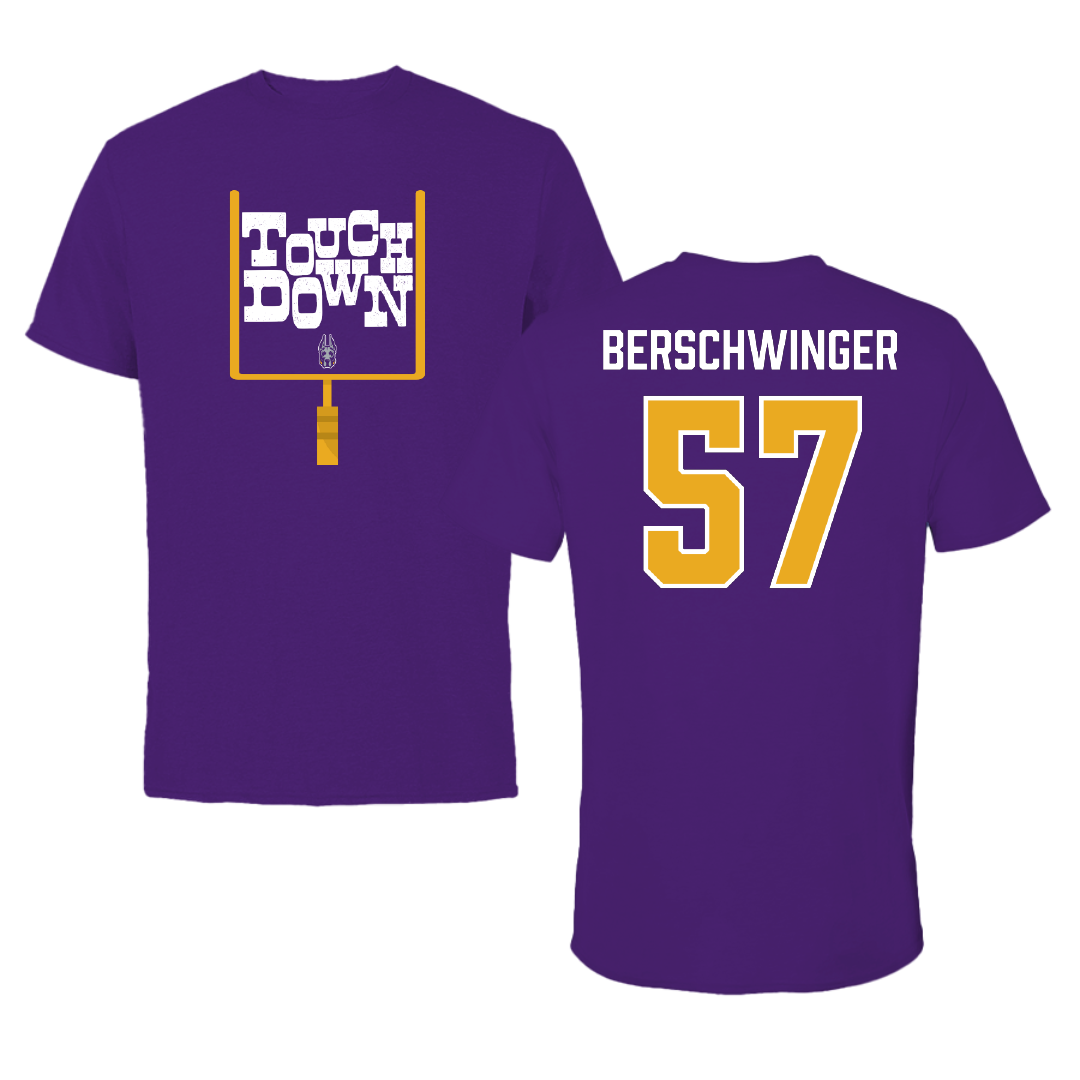 University at Albany Football Purple Touchdown Tee - #57 Troy Berschwinger