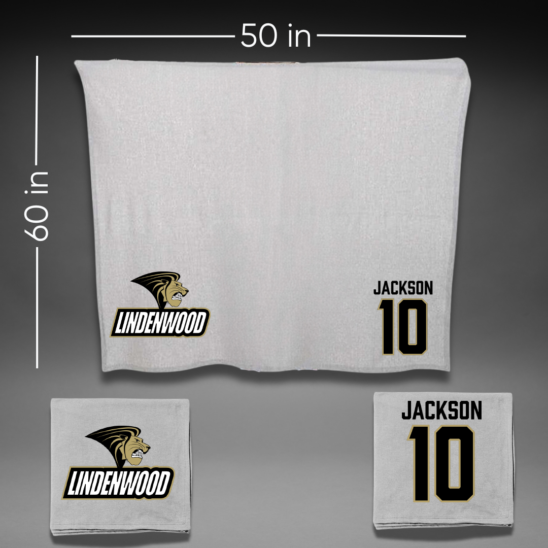 Lindenwood University Soccer Gray Blanket - #10 Rachel Jackson