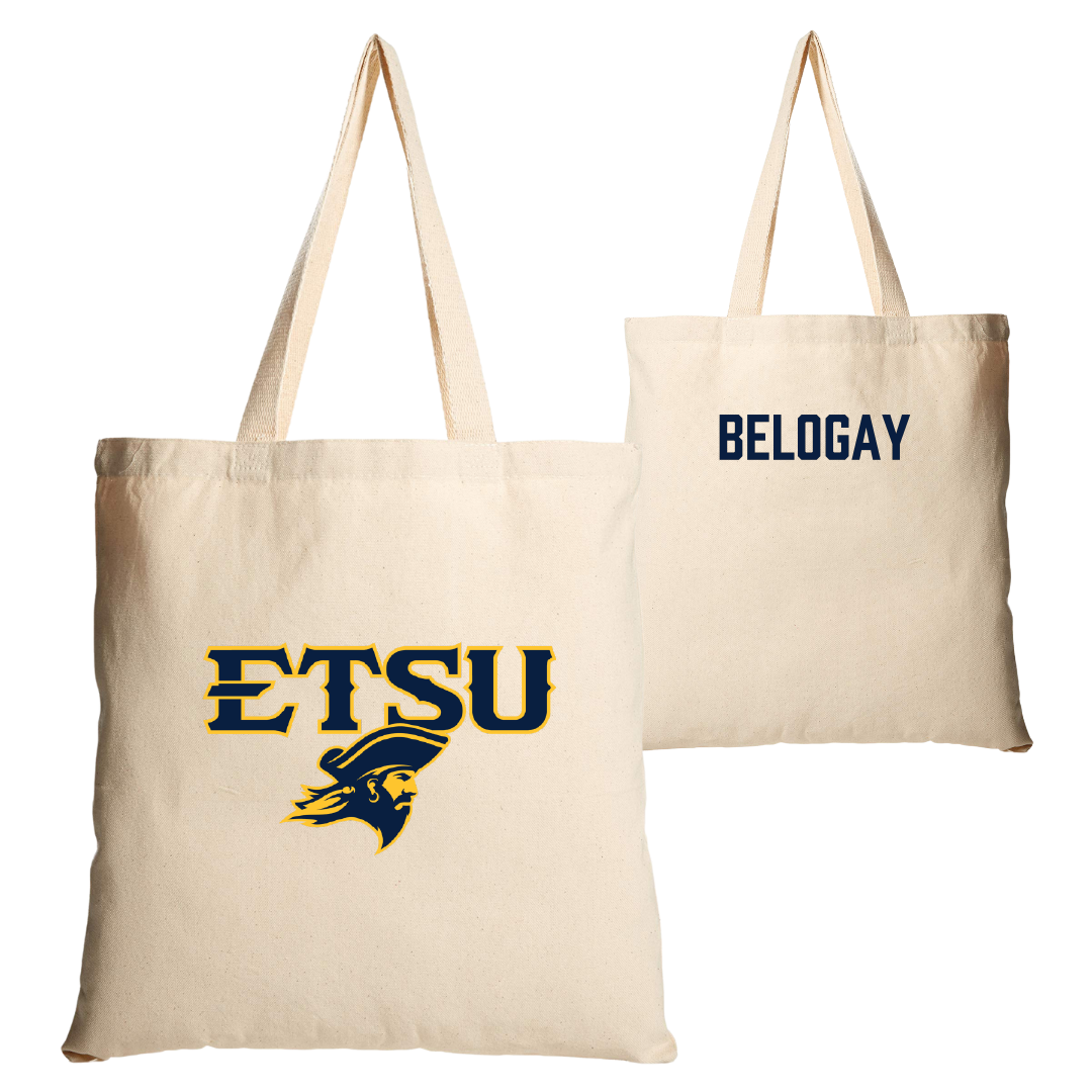 East Tennessee State University Triathlon Tan Canvas Tote Bag - Izi Belogay