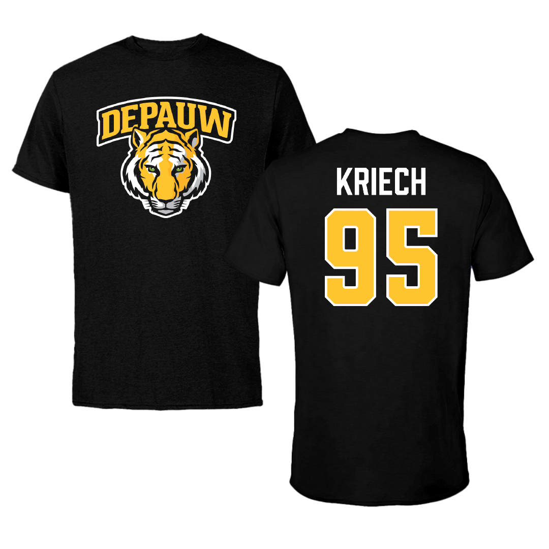 DePauw University Football Black Performance Tee - #95 Bryce Kriech