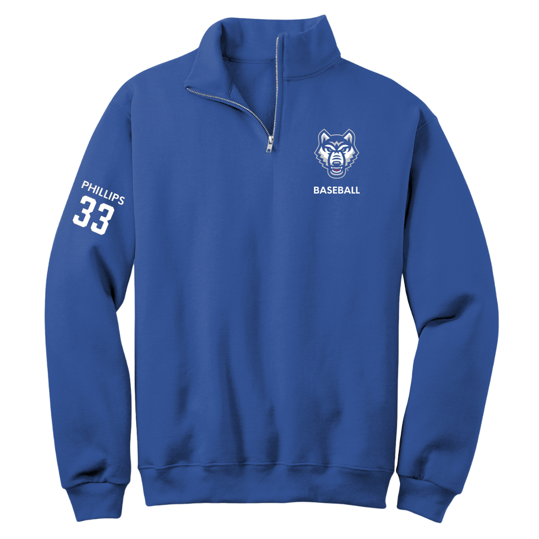 University of West Georgia Baseball Blue Quarter-Zip - #33 Mason Phillips