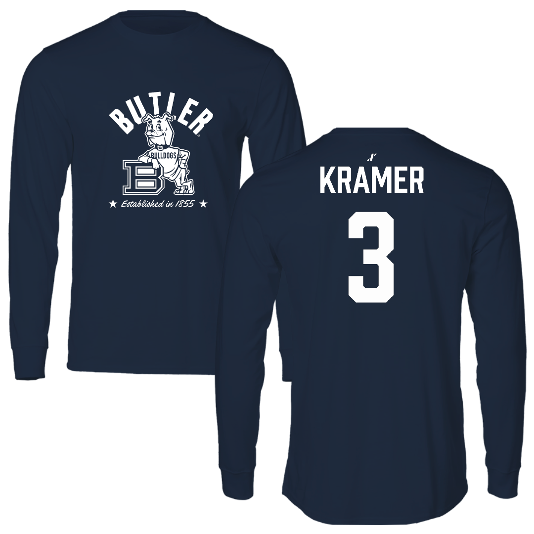 Butler University Football Navy General Long Sleeve - #3 Christian Kramer