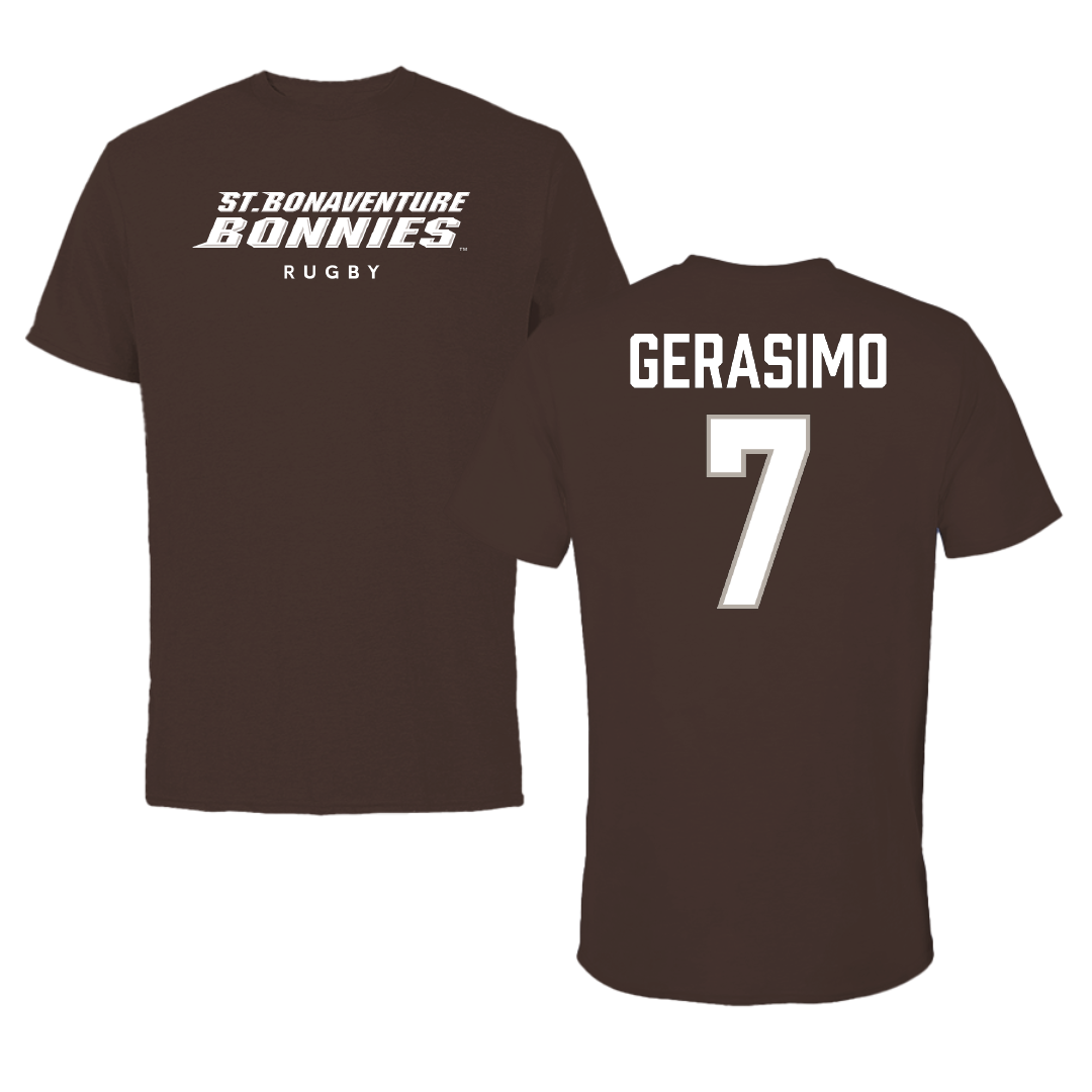 St. Bonaventure University Rugby (M) Brown Tee - #7 Connor Gerasimo