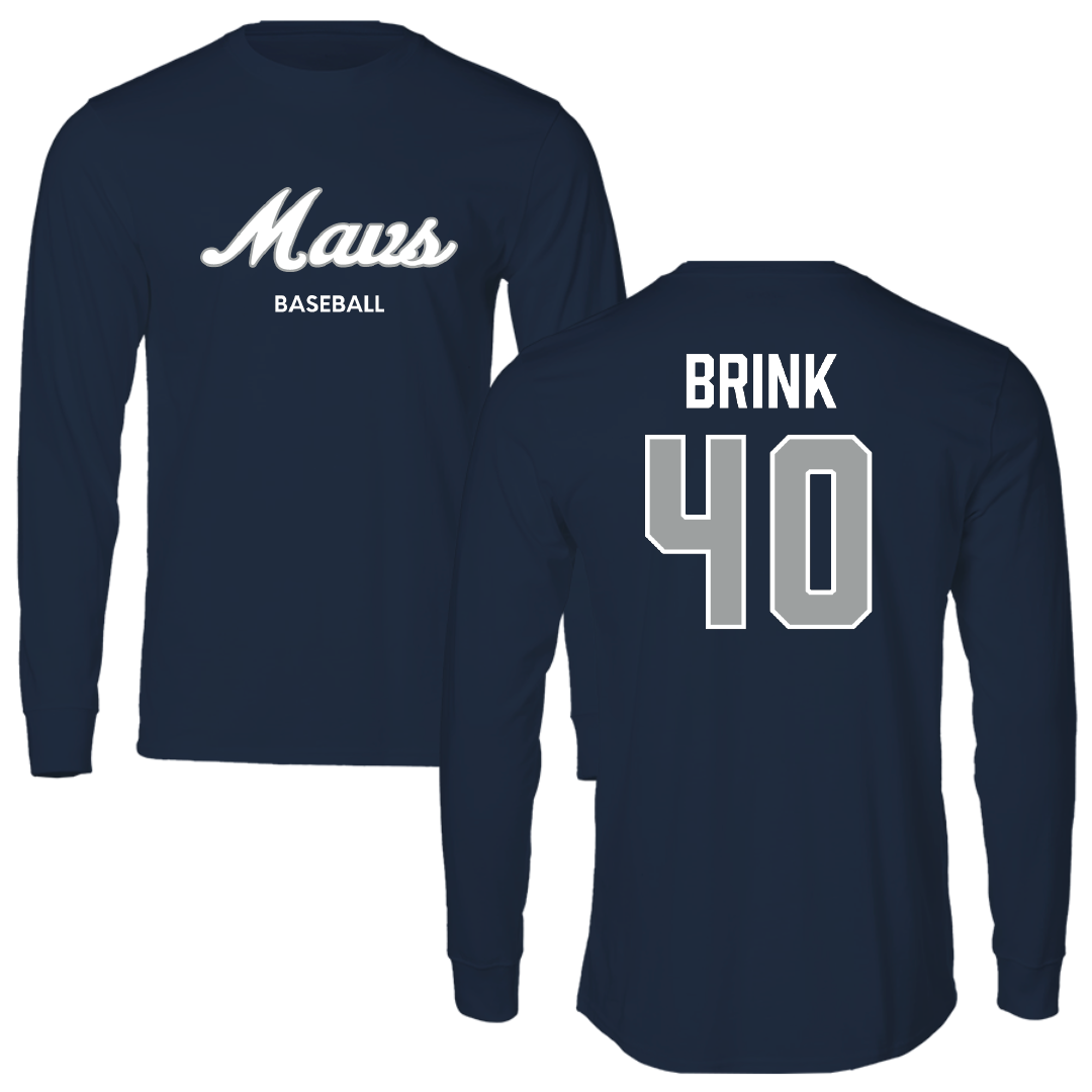 Mercy University Baseball Navy Performance Long Sleeve - #40 Owen Brink