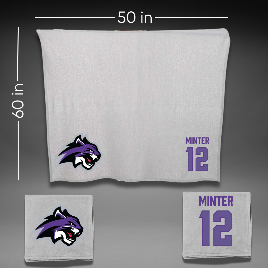 Wiley University Baseball Gray Blanket - #12 Tyson Minter