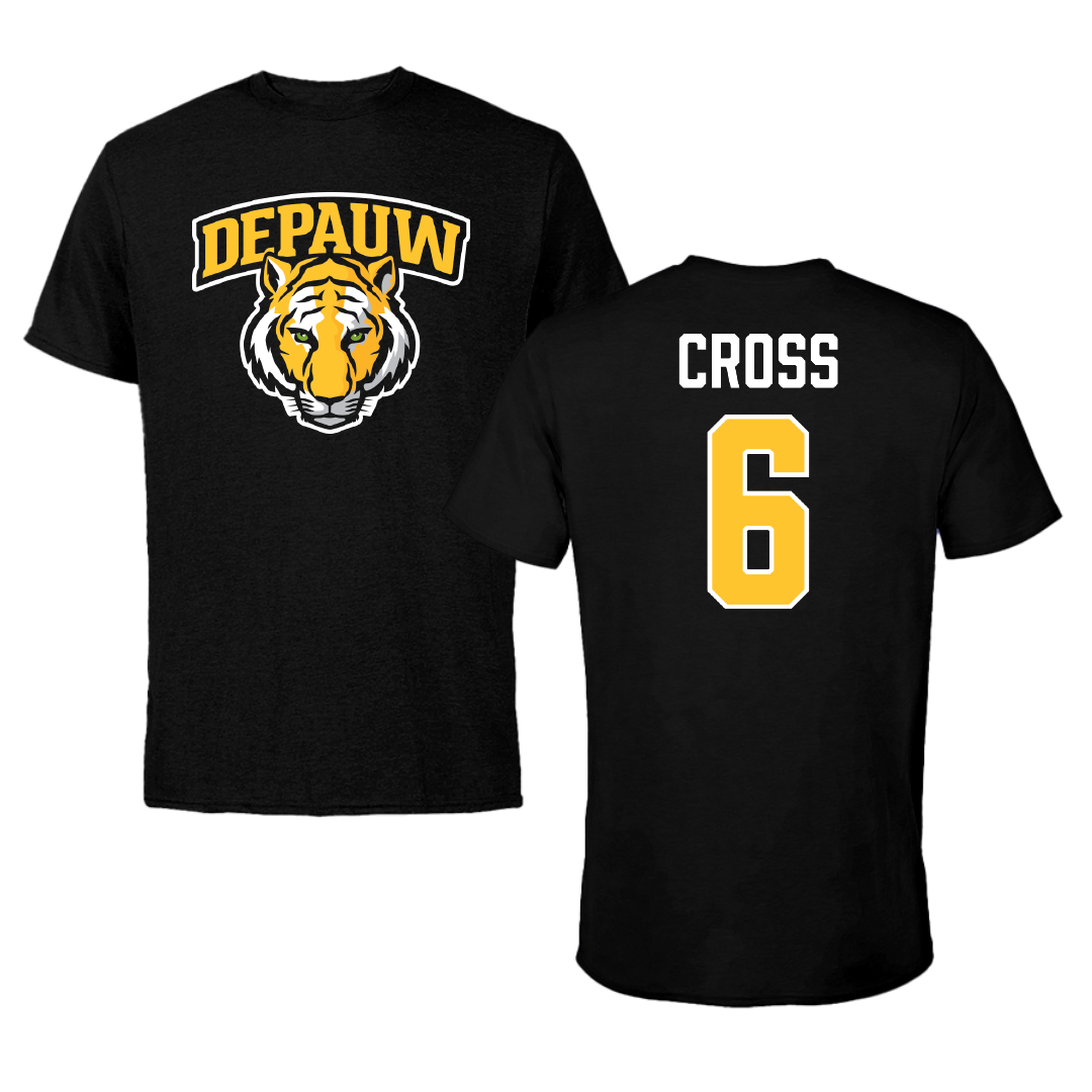 DePauw University Football Black Tee - #6 Peyton Cross