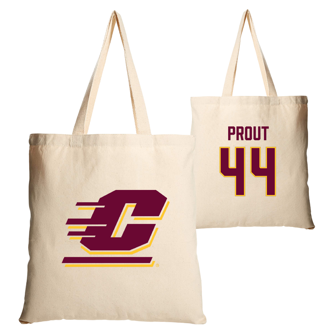 Central Michigan University Baseball Tan Canvas Tote Bag - #44 Cole Prout