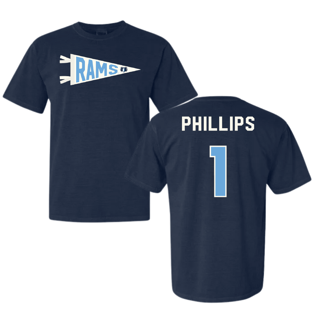 University of Rhode Island Basketball Navy Pennant Comfort Colors Tee - #1 Sophie Phillips