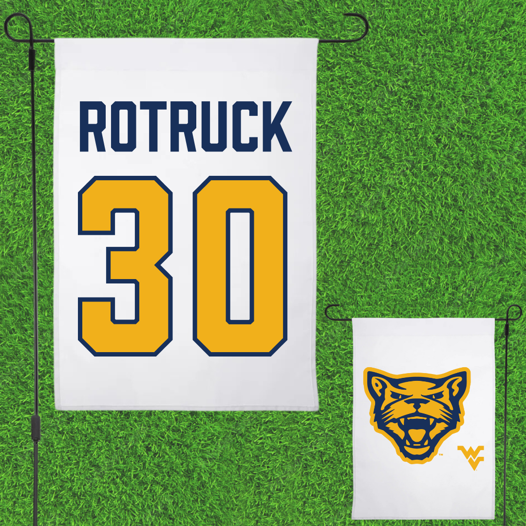 Potomac State College Baseball White Garden Flag - #30 Logan Rotruck