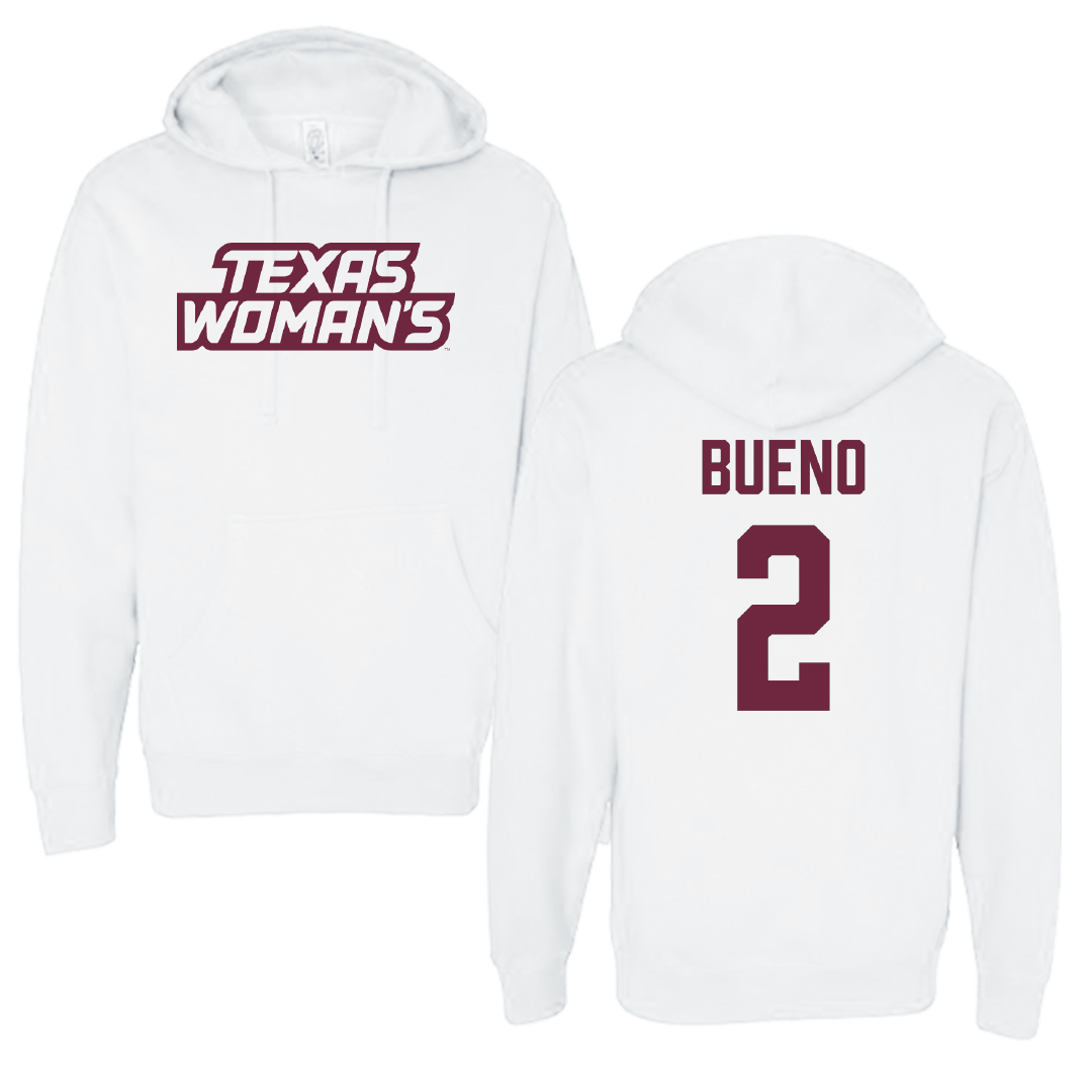 Texas Woman's University Soccer (W) White Hoodie - #2 Monse Bueno