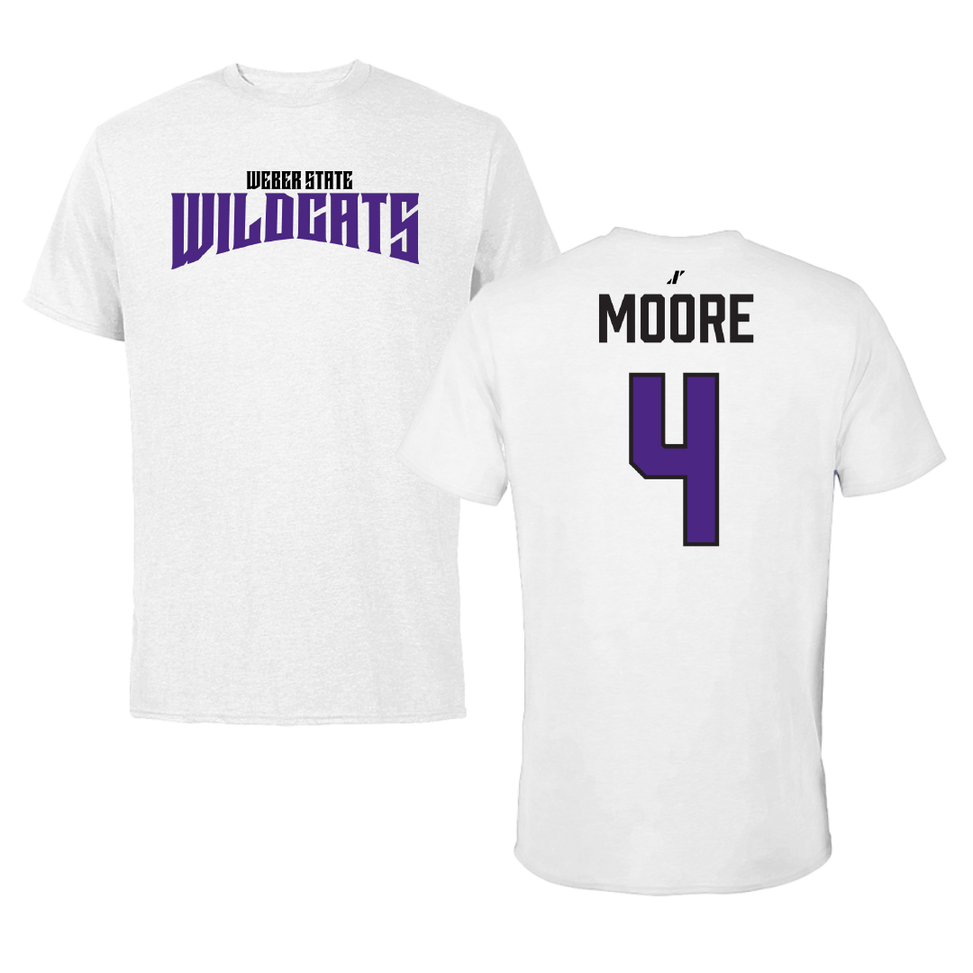 Weber State University Basketball White Classic Performance Tee - #4 Anthony Moore