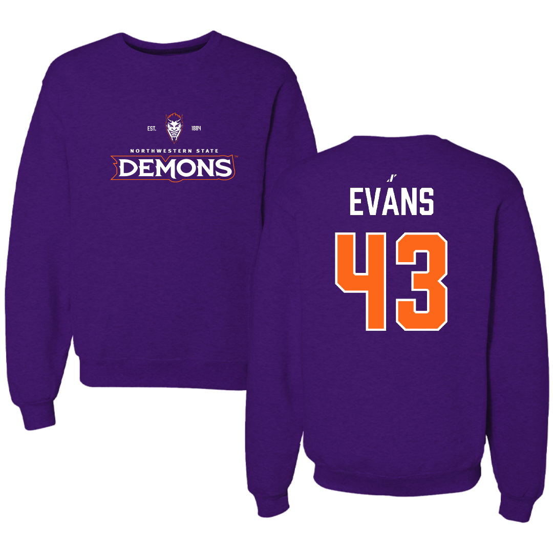 Northwestern State University Football Purple General Crewneck - #43 Cooper Evans