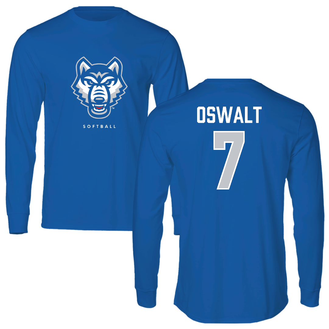 University of West Georgia Softball Blue Performance Long Sleeve - #7 Ella Oswalt