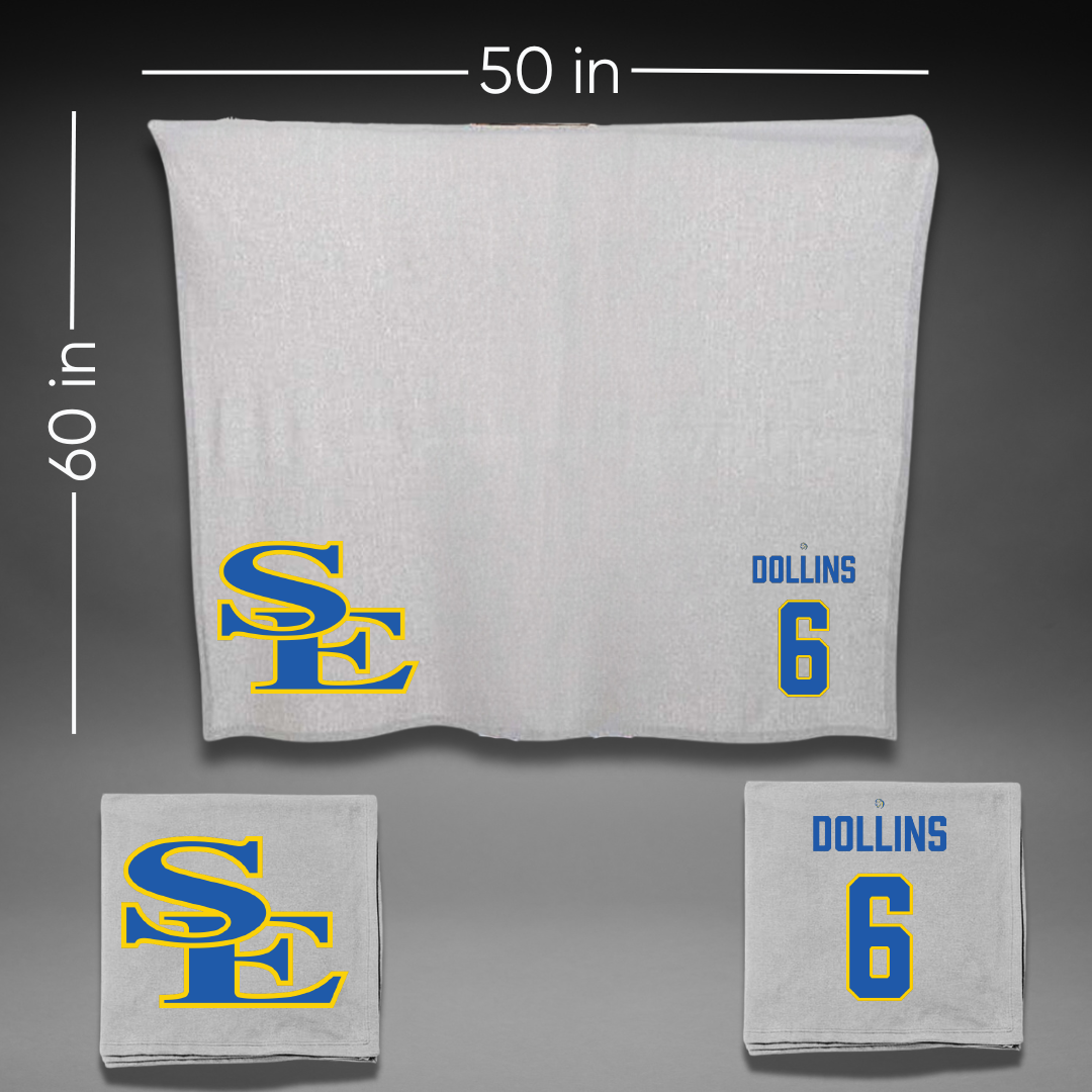 Southeastern Oklahoma State University Baseball Gray Blanket - #6 Gage Dollins