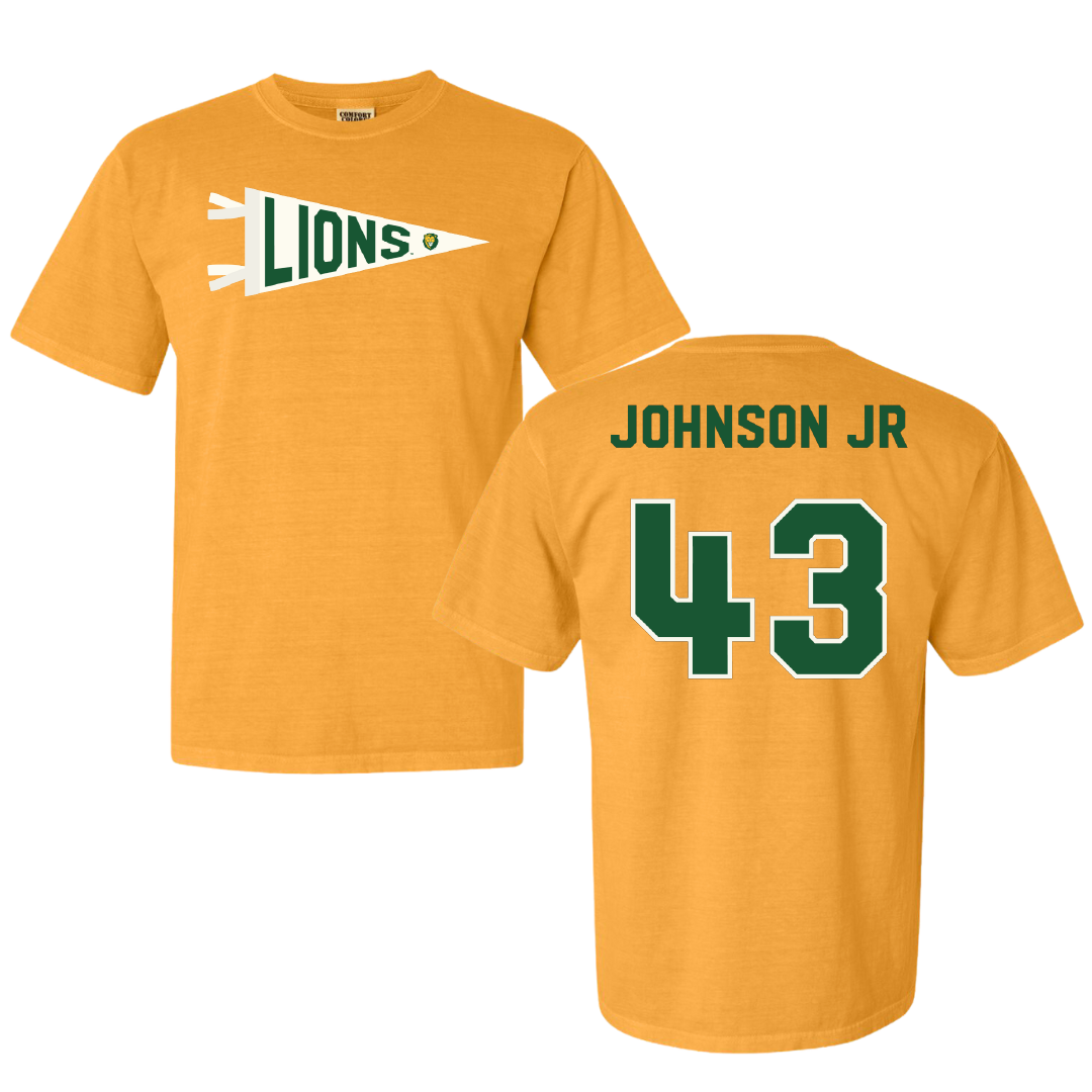 Southeastern Louisiana University Football Gold Pennant Comfort Colors Tee - #43 Jirrea Johnson Jr
