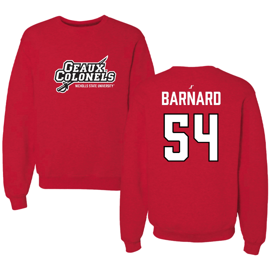 Nicholls State University Baseball Red General Crewneck - #54 Reeves Barnard
