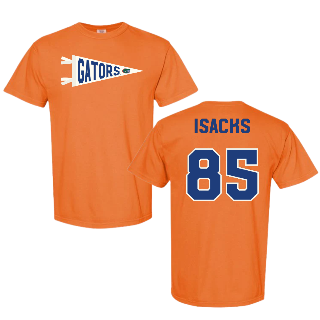 University of Florida Football Orange Pennant Comfort Colors Tee - #85 Scott Isacks