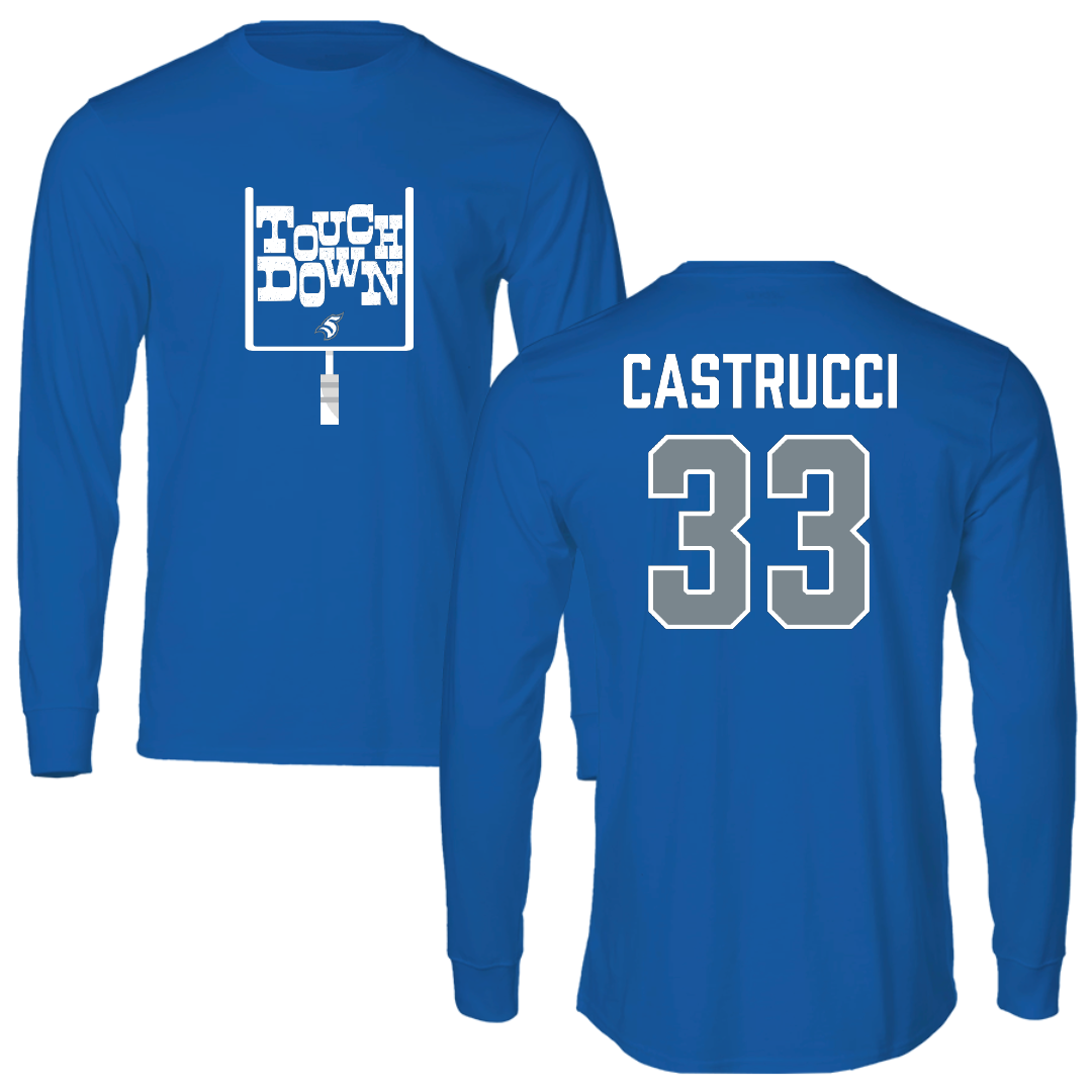 Thomas More University Football Blue Touchdown Long Sleeve - #33 Alex Castrucci