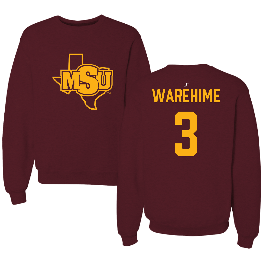 Midwestern State University Basketball (W) Maroon Crewneck - #3 Briann Warehime