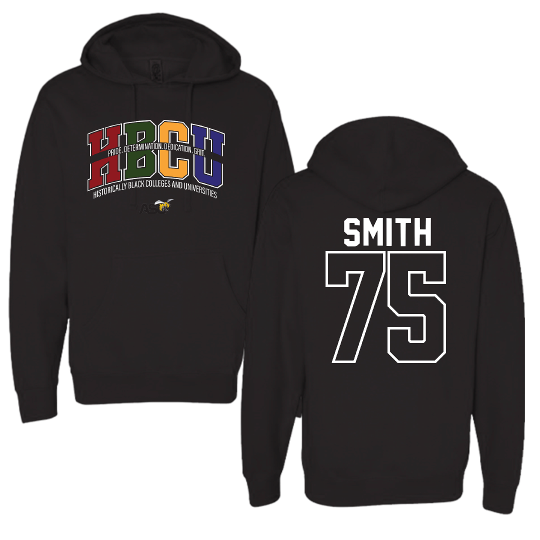 Alabama State University Football Black HBCU Hoodie - #75 Cameron Smith