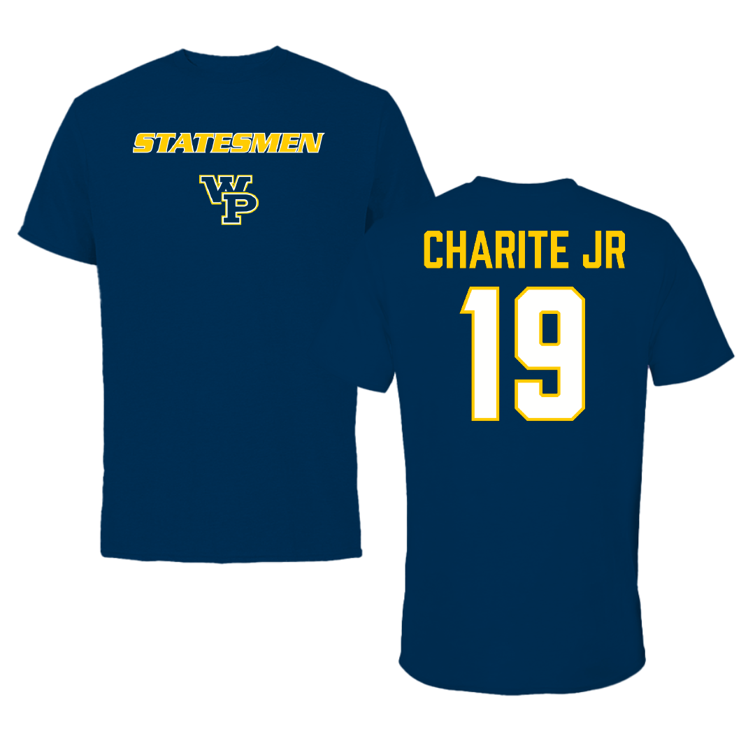 William Penn University Football Navy Performance Tee - #19 Ernst Charite Jr