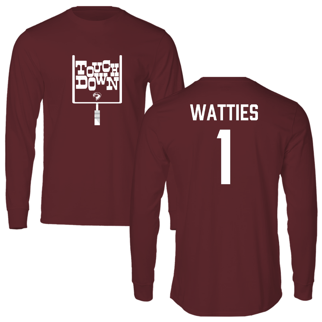 Fairmont State University Football Maroon Touchdown Performance Long Sleeve - #1 Karron Watties
