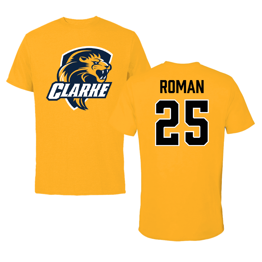 Clarke University Soccer (W) Gold Performance Tee - #25 Lauren Roman