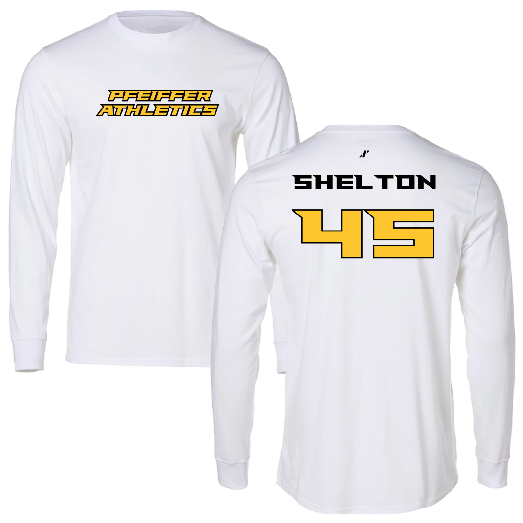 Pfeiffer University Basketball (M) White Long Sleeve - #45 Joseph Shelton