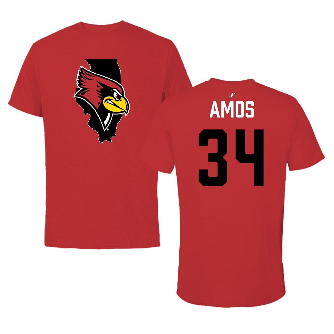 Illinois State University Football Red State Tee - #34 Dallas Amos