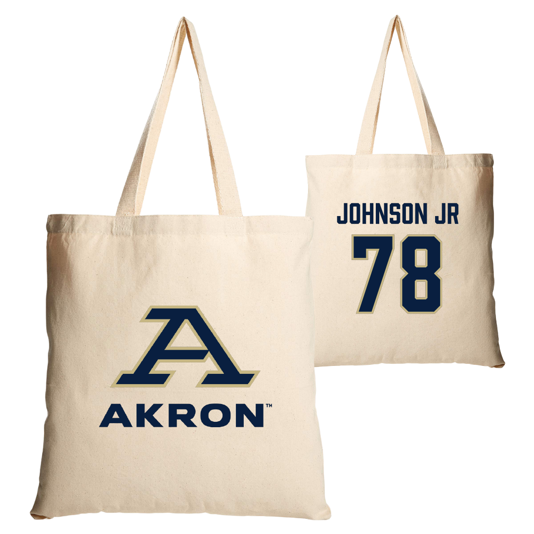 University of Akron Football Tan Canvas Tote Bag - #78 DJ Johnson Jr