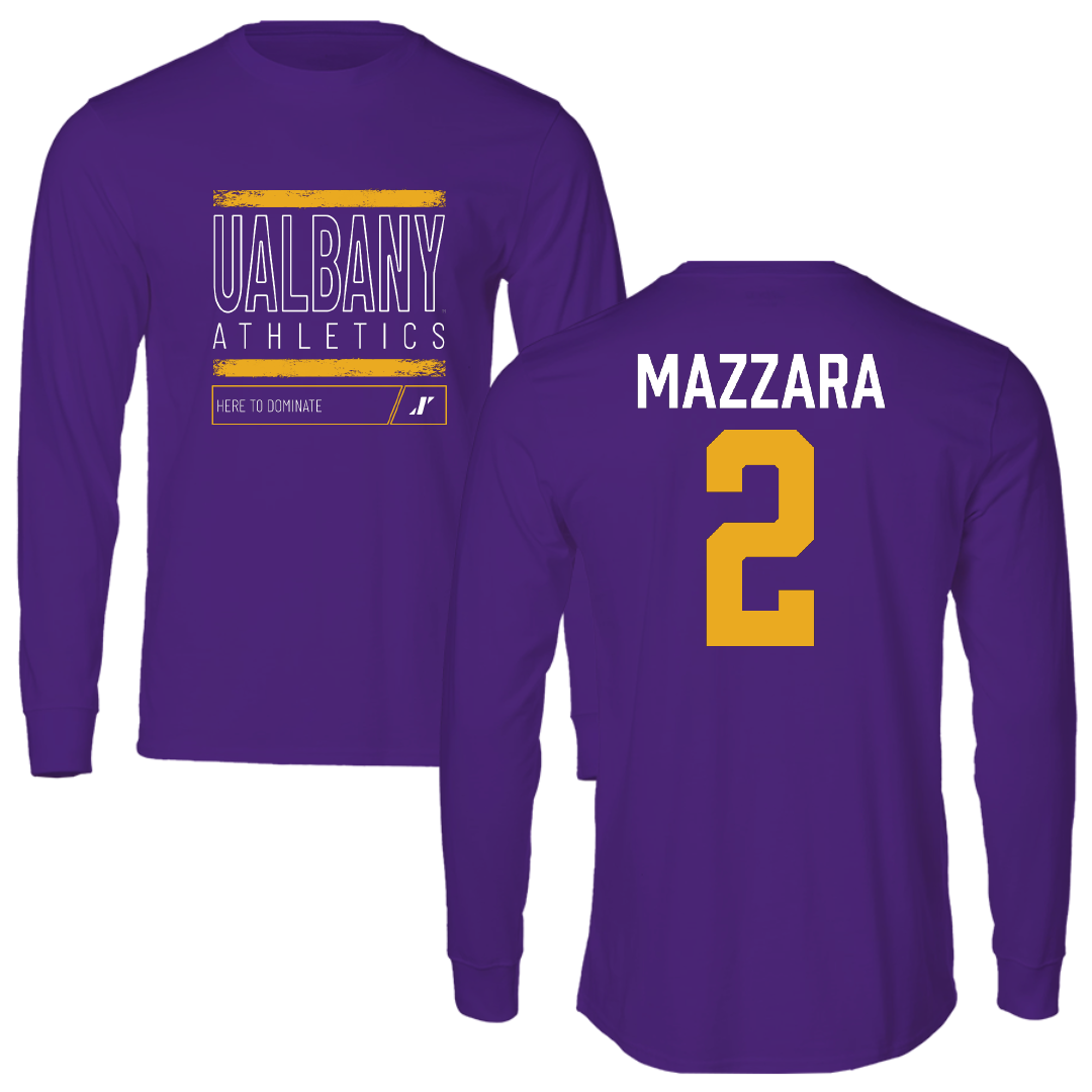 University at Albany Baseball Purple Dominate Performance Long Sleeve - #2 Victor Mazzara