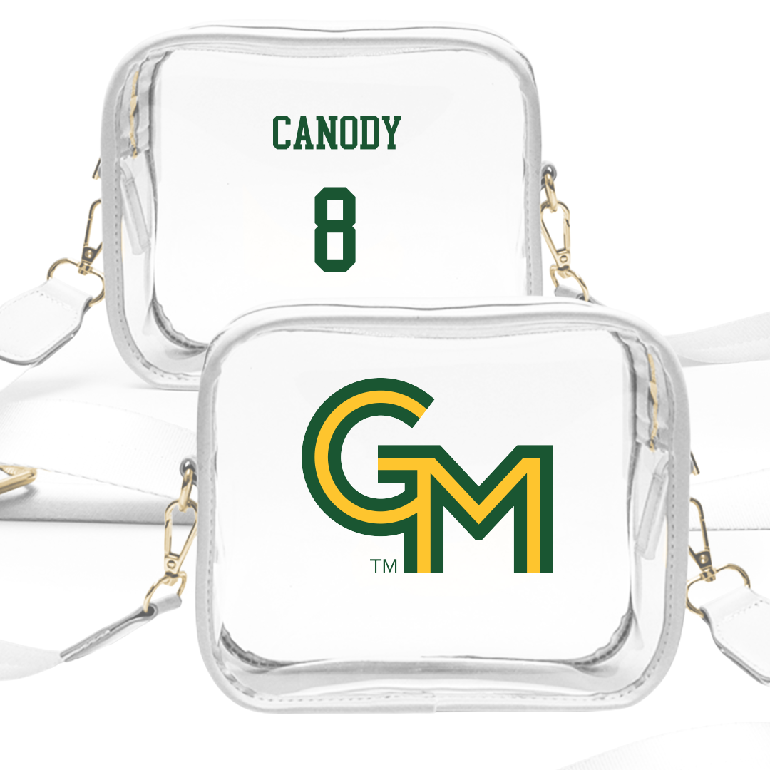 George Mason University Baseball White Clear Stadium Bag - #8 Drew Canody