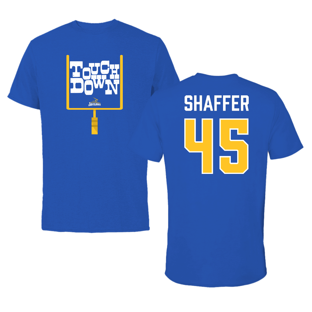 Texas A&M University-Kingsville Football Blue Touchdown Performance Tee - #45 Luke Shaffer